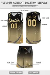 Black Khaki Gradient Star Graffiti Basketball Jersey 2