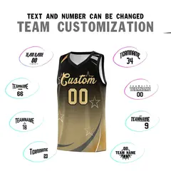 Black Khaki Gradient Star Graffiti Basketball Jersey 3