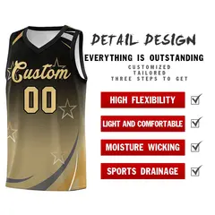 Black Khaki Gradient Star Graffiti Basketball Jersey 4