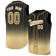 Black Khaki Gradient Stripe Sleeveless Baseball Jersey