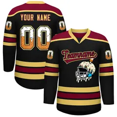 Black Khaki Ice Cream Helmet Pattern Hockey Jersey