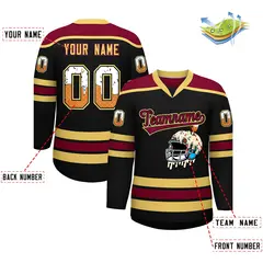 Black Khaki Ice Cream Helmet Pattern Hockey Jersey 2