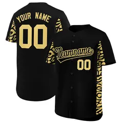 Black Khaki Leopard Graffiti Side Baseball Jersey