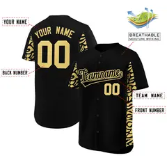 Black Khaki Leopard Graffiti Side Baseball Jersey 2