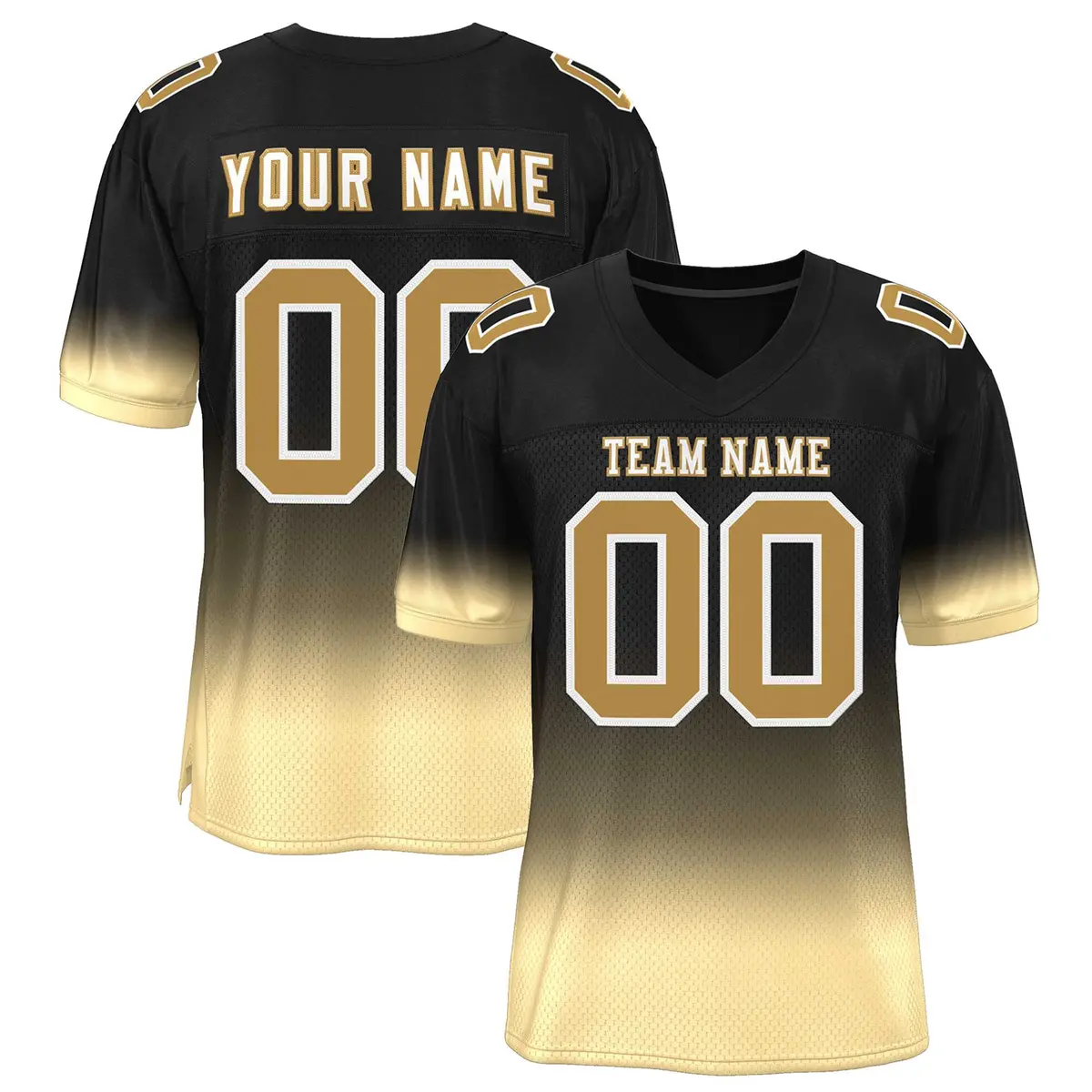 Black Khaki-Old Gold Gradient Fashion Team Football Jersey