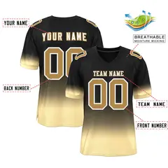 Black Khaki-Old Gold Gradient Fashion Team Football Jersey 2
