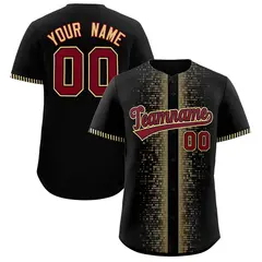 Black Khaki Phonetic Rhythm Authentic Baseball Jersey 1
