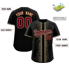 Black Khaki Phonetic Rhythm Authentic Baseball Jersey 2