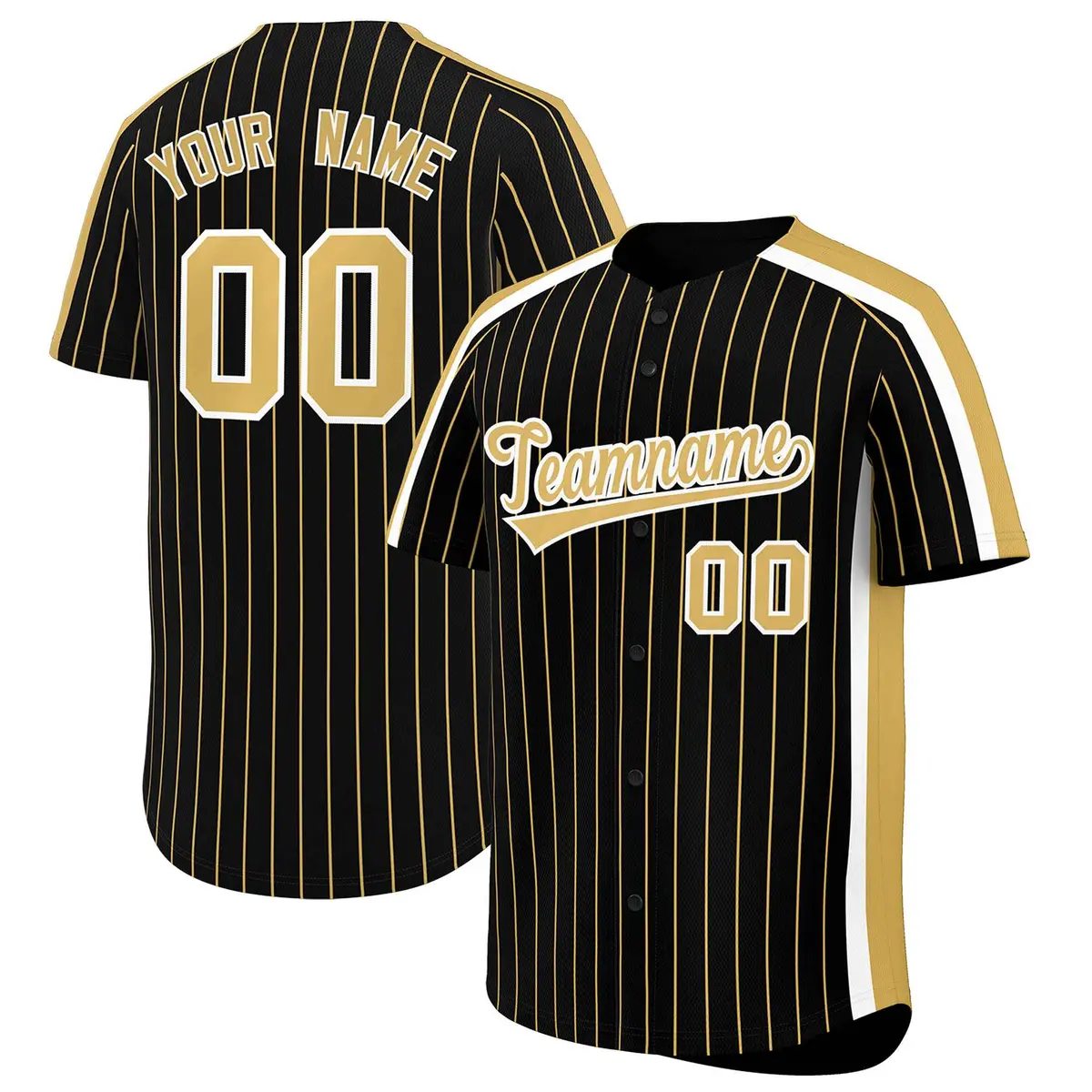Black Khaki Pinstripe Two-tone Authentic Baseball Jersey