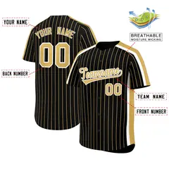 Black Khaki Pinstripe Two-tone Authentic Baseball Jersey 2