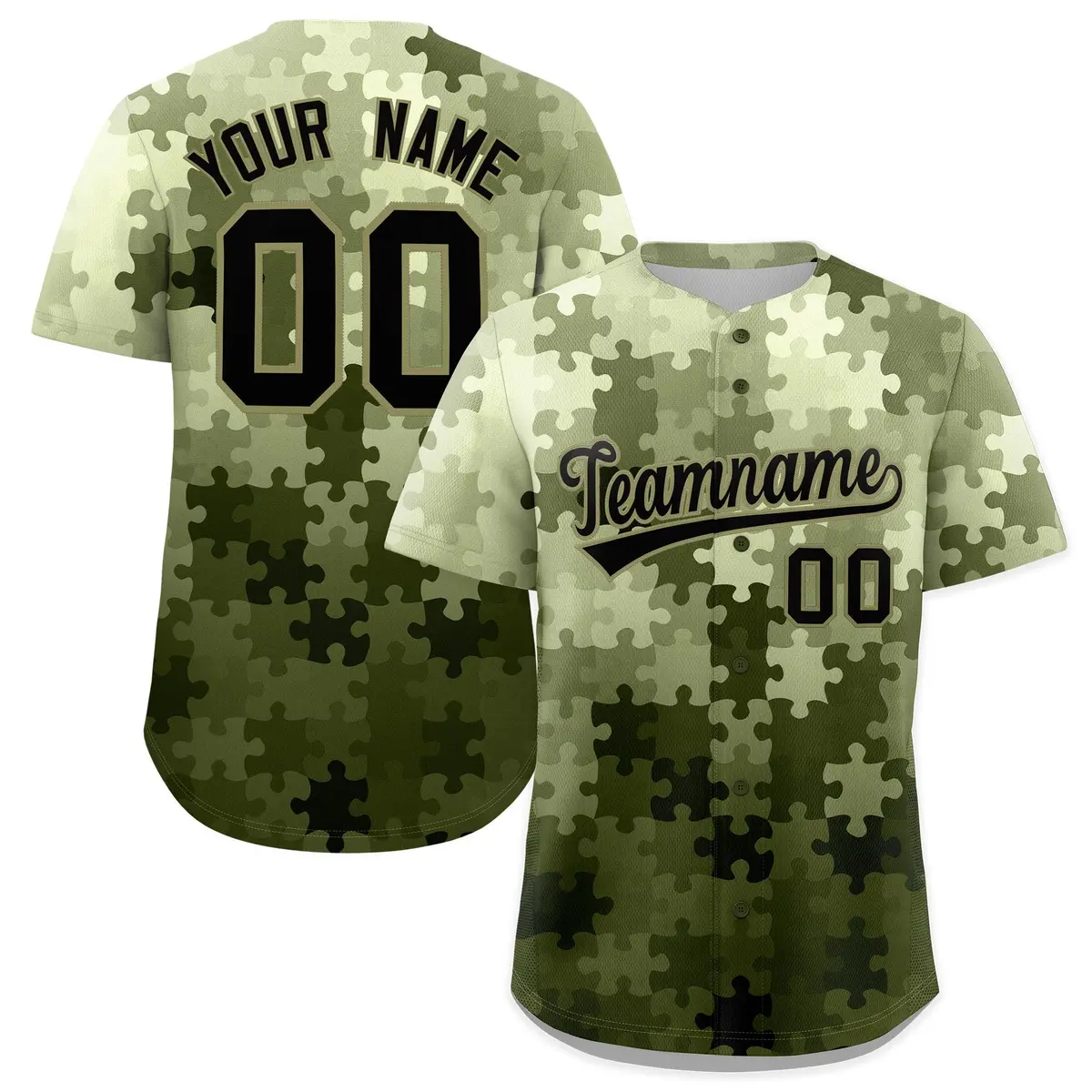 Black Khaki Puzzle Elements Baseball Jersey