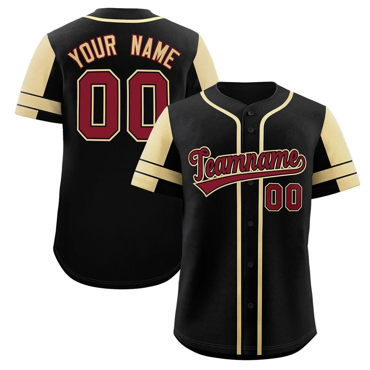 Black Khaki Raglan Sleeves Authentic Baseball Jersey