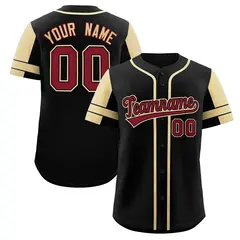 Black Khaki Raglan Sleeves Authentic Baseball Jersey 1