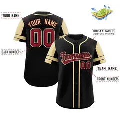 Black Khaki Raglan Sleeves Authentic Baseball Jersey 2