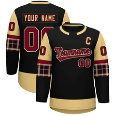 Black Khaki Raglan Sleeves Round-Neck Hockey Jersey
