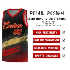 Black Khaki Red Graffiti Pattern Basketball Jersey 2
