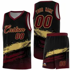 Black Khaki Red Graffiti Pattern Basketball Jersey 1
