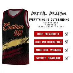 Black Khaki Red Graffiti Pattern Basketball Jersey 2
