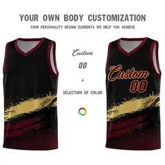 Black Khaki Red Graffiti Pattern Basketball Jersey 3