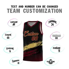 Black Khaki Red Graffiti Pattern Basketball Jersey 4