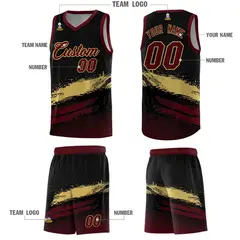 Black Khaki Red Graffiti Pattern Basketball Jersey 5