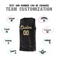 Black Khaki Scratches Pattern Basketball Jersey 3