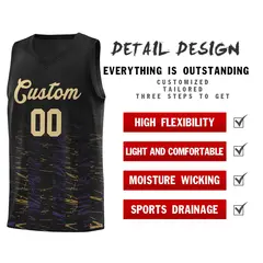 Black Khaki Scratches Pattern Basketball Jersey 4