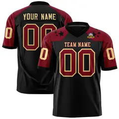 Black Khaki Shoulder Star Pattern Flag Football Jersey