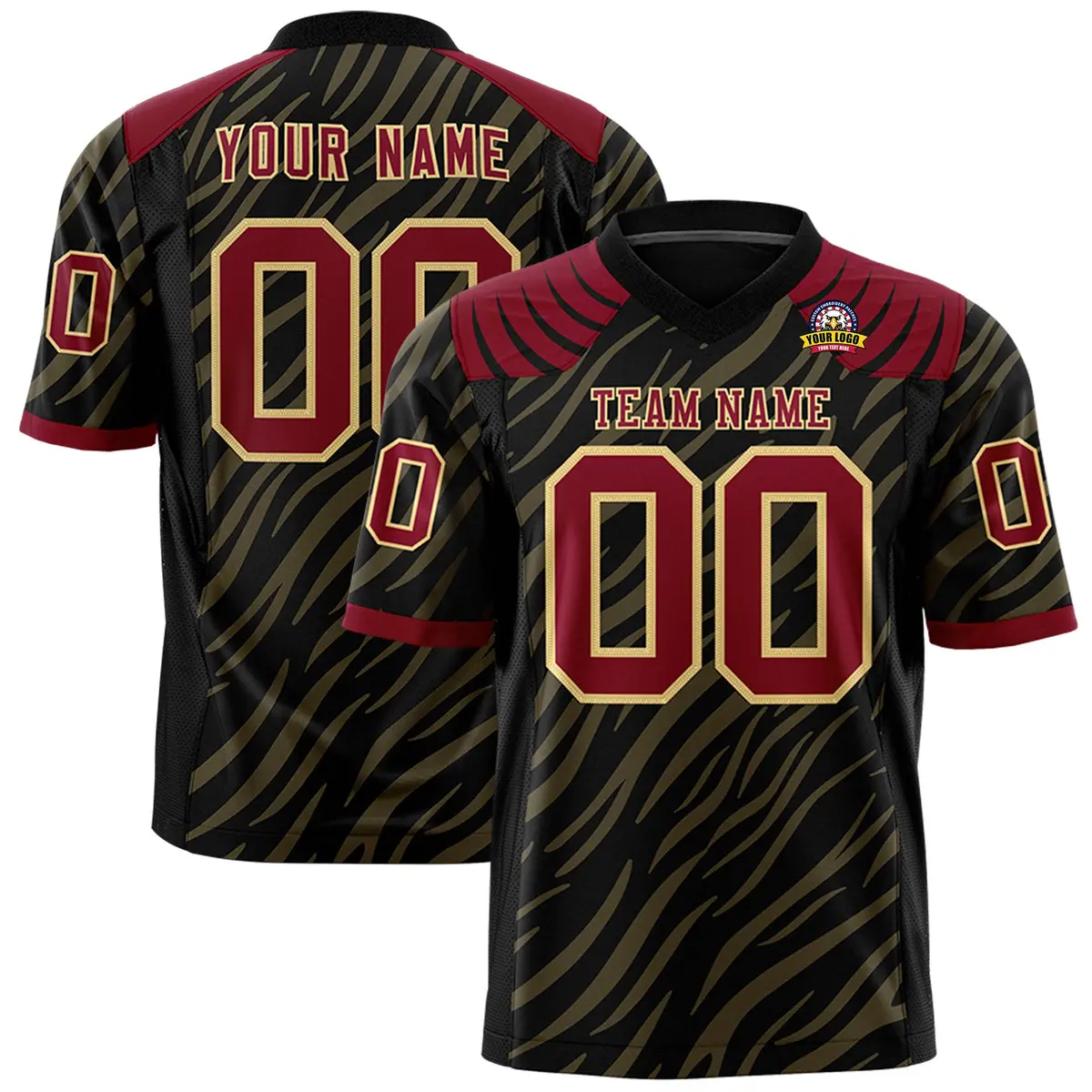 Black Khaki Tiger Stripe Graffiti Authentic Football Jersey