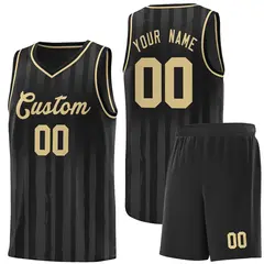 Black Khaki Vertical Stripe Basketball Jersey