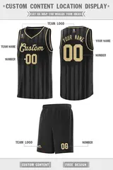 Black Khaki Vertical Stripe Basketball Jersey 2