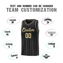 Black Khaki Vertical Stripe Basketball Jersey 3