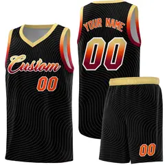 Black Khaki Wave Pattern Sports Uniform Basketball Jersey