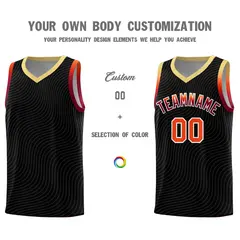 Black Khaki Wave Pattern Sports Uniform Basketball Jersey 3