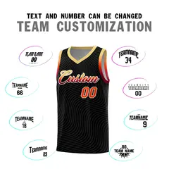 Black Khaki Wave Pattern Sports Uniform Basketball Jersey 4