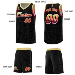 Black Khaki Wave Pattern Sports Uniform Basketball Jersey 5