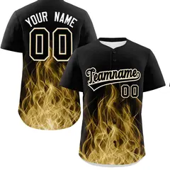 Black Khaki White Flame Graffiti Pattern Baseball Jersey
