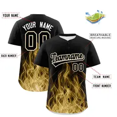 Black Khaki White Flame Graffiti Pattern Baseball Jersey 2