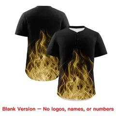 Black Khaki White Flame Graffiti Pattern Baseball Jersey 7