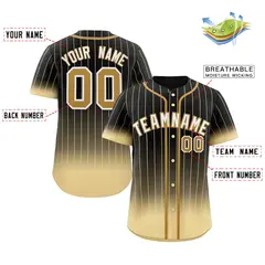 Black Khaki-White Gradient Stripe Baseball Jersey 2