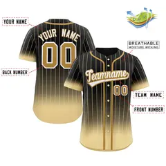 Black Khaki-White Gradient Stripe Baseball Jersey 2