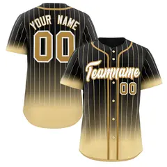 Black Khaki-White Gradient Stripe Baseball Jersey