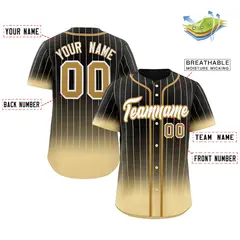 Black Khaki-White Gradient Stripe Baseball Jersey 2