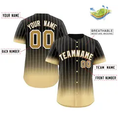 Black Khaki-White Gradient Stripe Baseball Jersey 2