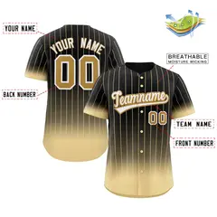 Black Khaki-White Gradient Stripe Baseball Jersey 2