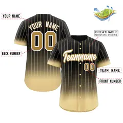 Black Khaki-White Gradient Stripe Baseball Jersey 2