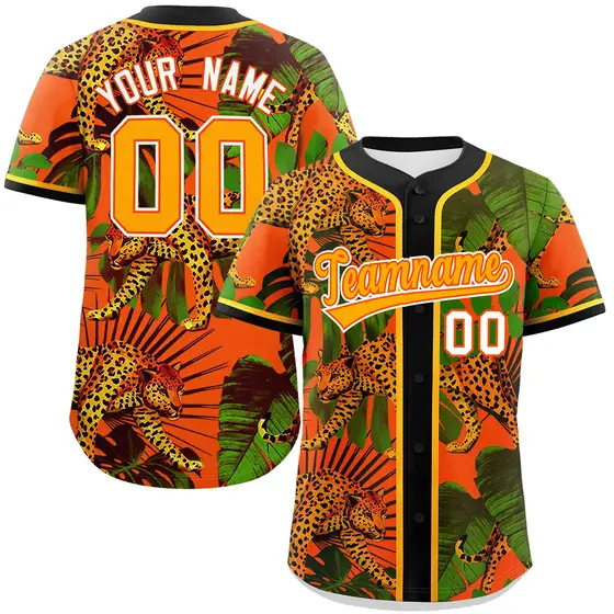 Black Leopard Graffiti Authentic Baseball Jersey
