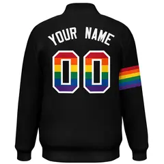 Black LGBT Rainbow Pride Month Letterman Baseball Jacket 4
