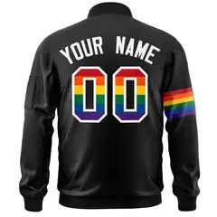 Black LGBT Rainbow Pride Month Letterman Bomber Jacket 4