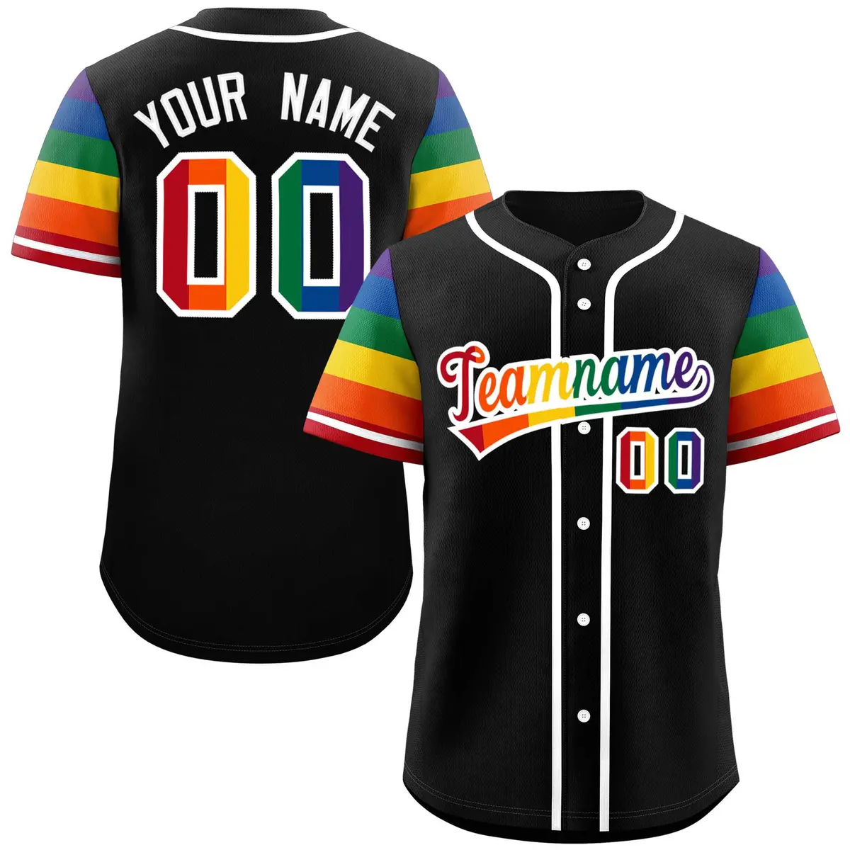 Black LGBT Rainbow Pride Month Raglan Baseball Jersey